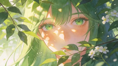夜景树木女孩