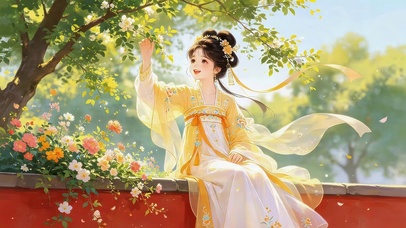墙头上女孩
