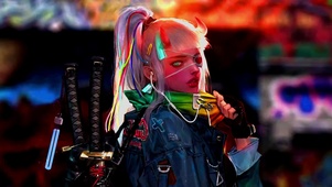 卡塔纳赛博朋克女孩