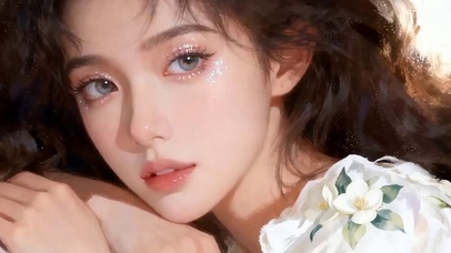 可爱长发女孩带鱼屏