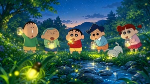 蜡笔小新夏夜抓萤火虫
