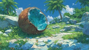 蓝天椰子树治愈绿色