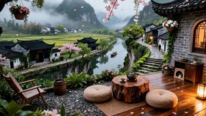 烟雨江南小院