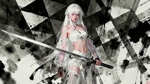 水墨剑影银发少女狂想的武意狂潮