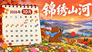 锦绣山河秋日十月风景日历
