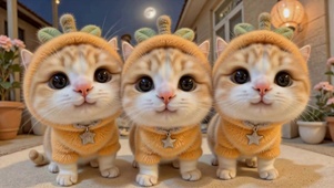 三只软萌毛绒橘猫