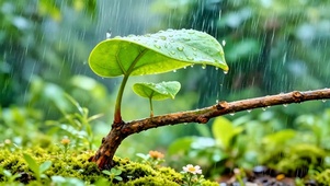 护眼绿叶小雨4K