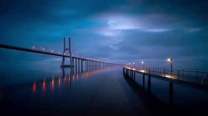 治愈唯美城市大桥夜景