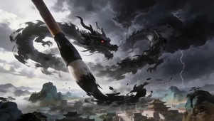 墨龙绕笔·山河动