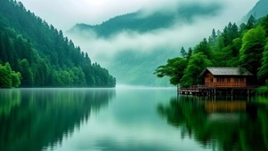 绿色护眼山水