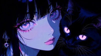 暗黑紫调少女与黑猫