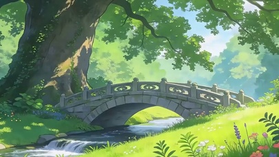 护眼大树河流带鱼屏