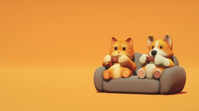 打游戏的狗狗猫咪