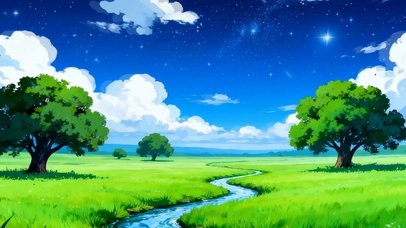 护眼树木河流绿景双屏