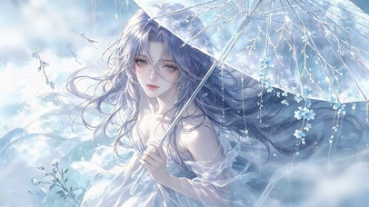 唯美梦幻冰伞少女