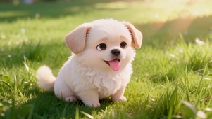 可爱草地哈巴狗