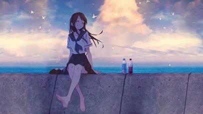 海边独坐的女孩