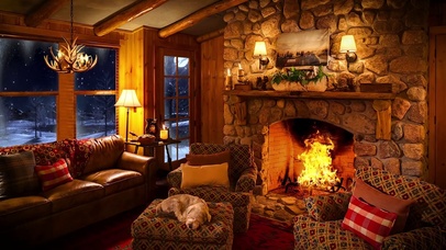 窗外暴风雪舒适的房间