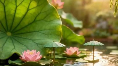 油画护眼树木带鱼屏