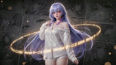 梦幻紫发文字环绕莫宁