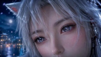 银发猫耳美少女月夜