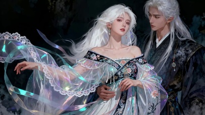 银发古风情侣的幻彩衣袂柔情时刻