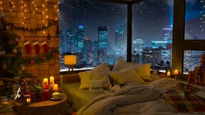 温馨的雪天房间