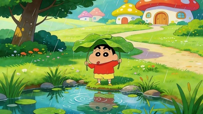 蜡笔小新雨天嬉戏