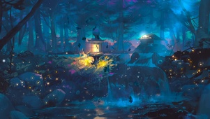 夜晚森林景色