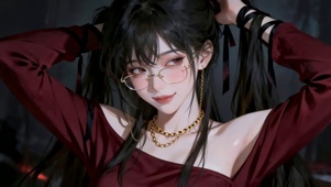 治愈眼镜马尾女孩