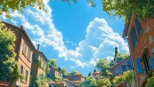 阳光夏日城市清新建筑