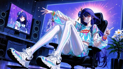 紫夜霓虹炫彩少女-雷电将军