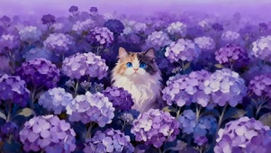 花海里的蓝眸猫