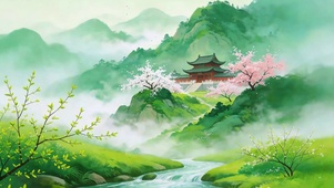 烟雨桃林