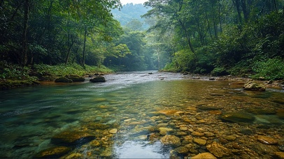 静谧纯净森林溪流