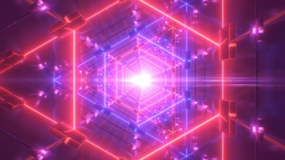 霓虹激光束科幻隧道