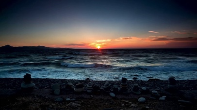 夕阳海