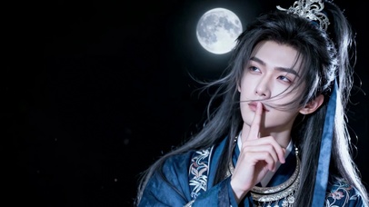 古风长发公子的月夜浪漫风情