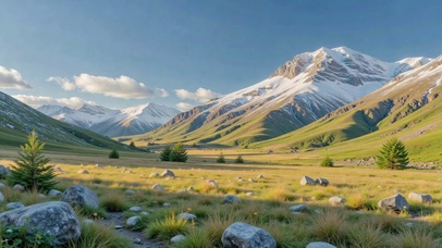 雪山草甸山谷