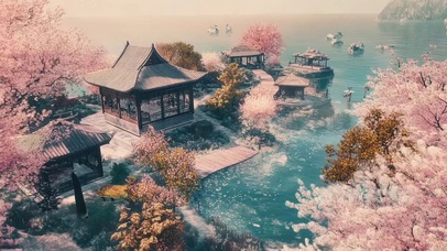 海边唯美宏伟古城建筑