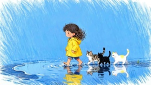 趣味踩点~小女孩与三只小猫咪~