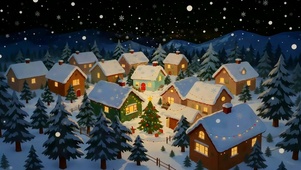 圣诞雪夜村落