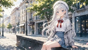 长发飘飘的银发少女