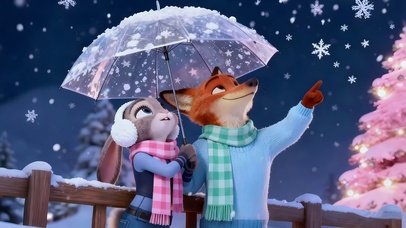 浪漫气氛一起看雪景