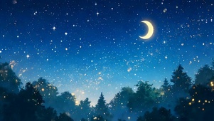 夜景星空树木