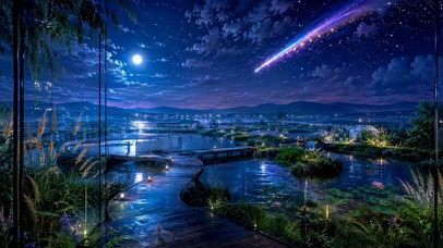 星夜流光湖畔