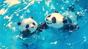 游泳的熊猫