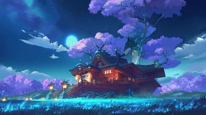 唯美夜晚的神庙