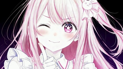 粉发俏皮眨眼动漫美少女