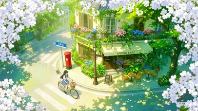 春日樱花街角咖啡馆